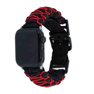 For Apple Watch Ultra 2 49mm Dual-layer Braided Paracord Buckle Watch Band(Black Red)