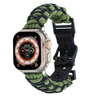 For Apple Watch Ultra 2 49mm Dual-layer Braided Paracord Buckle Watch Band(Army Green Black)