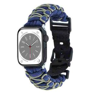 For Apple Watch SE 2022 44mm Dual-layer Braided Paracord Buckle Watch Band(Navy Army Green)