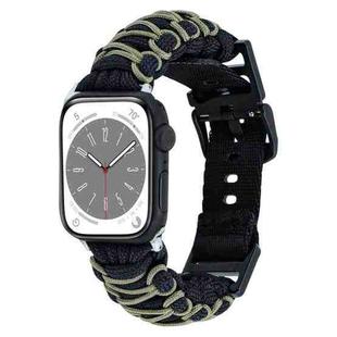 For Apple Watch SE 2022 44mm Dual-layer Braided Paracord Buckle Watch Band(Black Army Green)