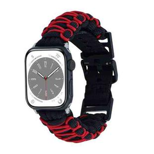 For Apple Watch Series 5 44mm Dual-layer Braided Paracord Buckle Watch Band(Black Red)