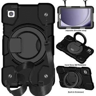 For Samsung Galaxy Tab A9 8.7 2023 Silicone Hybrid PC Tablet Case with Shoulders Strap(Black)