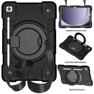 For Samsung Galaxy Tab A9+ 11 2023 Silicone Hybrid PC Tablet Case with Shoulders Strap(Black)
