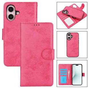 For iPhone 16 2 in 1 Detachable Phone Leather Case(Pink)