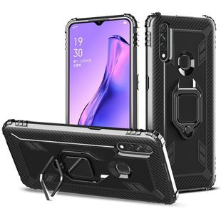 For OPPO A8 & A31 Carbon Fiber Protective Case with 360 Degree Rotating Ring Holder(Black)