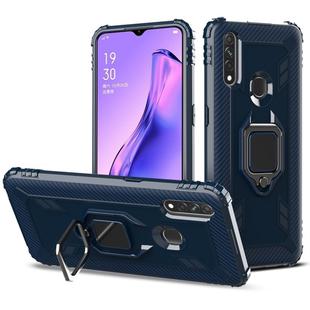 For OPPO A8 & A31 Carbon Fiber Protective Case with 360 Degree Rotating Ring Holder(Blue)
