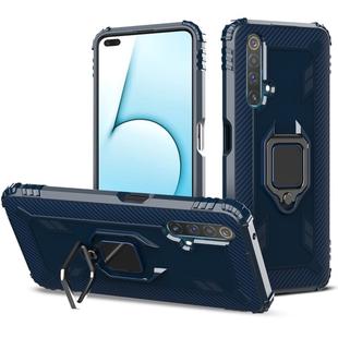 For OPPO Realme X50 & Realme X3 Carbon Fiber Protective Case with 360 Degree Rotating Ring Holder(Blue)