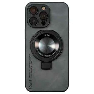 For iPhone 12 Pro i.Crystal Lambskin Fulcrum Support Phone Case(Dark Grey)