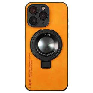 For iPhone 11 Pro Max i.Crystal Lambskin Fulcrum Support Phone Case(Orange)