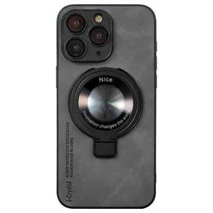 For iPhone 11 Pro i.Crystal Lambskin Fulcrum Support Phone Case(Dark Grey)