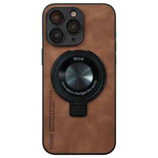For iPhone 11 Pro i.Crystal Lambskin Fulcrum Support Phone Case(Brown)