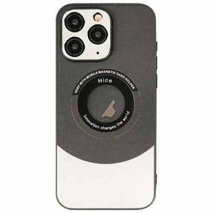 For iPhone 11 Pro Contrast Color Logo Display Magnetic Phone Case(Black Silver)