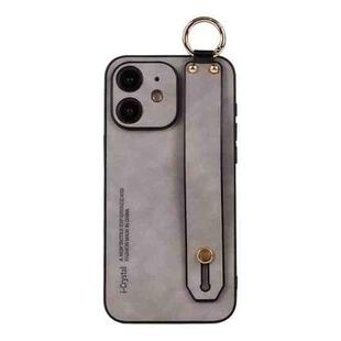 For iPhone 11 Lambskin Wristband Holder Phone Case(Light Grey)