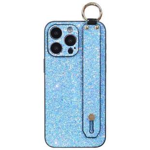 For iPhone 14 Pro Flash Diamond Wristband Holder Phone Case(Flash Blue)