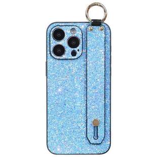 For iPhone 12 Pro Flash Diamond Wristband Holder Phone Case(Flash Blue)