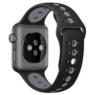 For Apple Watch Series 7 41mm / 6 & SE & 5 & 4 40mm / 3 & 2 & 1 38mm Two-tone Porous Silicone Watch Band(Black Gray)