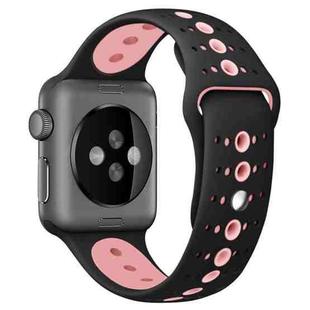 For Apple Watch Series 7 45mm / 6 & SE & 5 & 4 44mm / 3 & 2 & 1 42mm Two-tone Porous Silicone Watch Band(Black Pink)