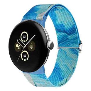 For Google Pixel Watch 2 / Pixel Watch Painted Colorful Nylon Watch Band(Ocean Blue)