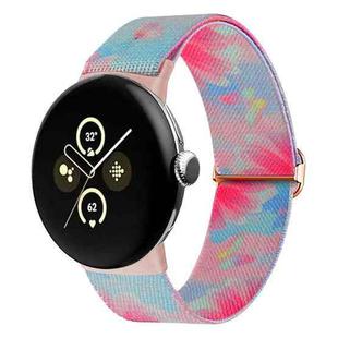 For Google Pixel Watch 2 / Pixel Watch Painted Colorful Nylon Watch Band(Flower Butterfly)