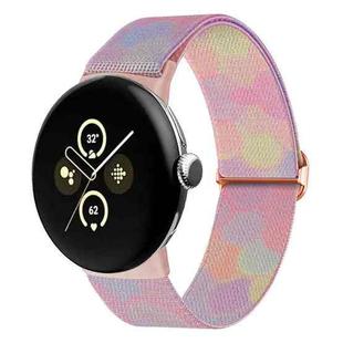 For Google Pixel Watch 2 / Pixel Watch Painted Colorful Nylon Watch Band(Symphony Bubbles)