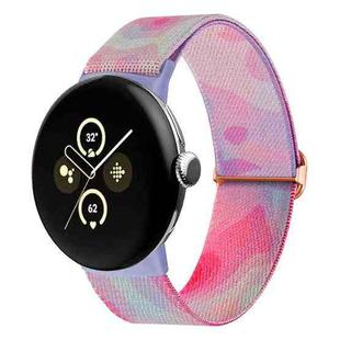 For Google Pixel Watch 2 / Pixel Watch Painted Colorful Nylon Watch Band(Purple Blue)