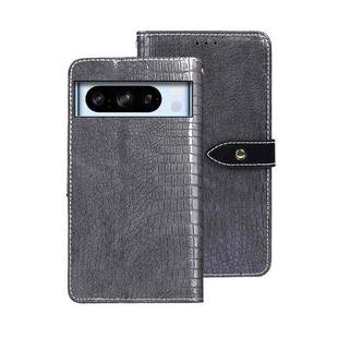 For Google Pixel 8 Pro idewei Crocodile Texture Leather Phone Case(Grey)