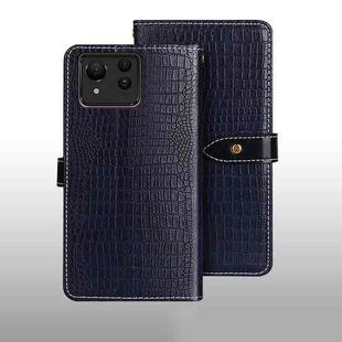 For Google Pixel 8a idewei Crocodile Texture Leather Phone Case(Dark Blue)