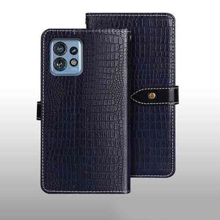 For Motorola Edge 40 Pro 5G idewei Crocodile Texture Leather Phone Case(Dark Blue)