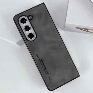 For Samsung Galaxy Z Fold5 i.Crystal Lambskin Folding Phone Case(Dark Grey)