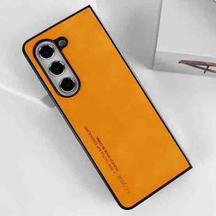 For Samsung Galaxy Z Fold5 i.Crystal Lambskin Folding Phone Case(Orange)
