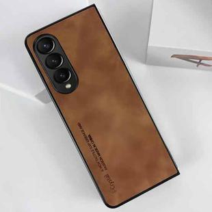 For Samsung Galaxy Z Fold3 5G i.Crystal Lambskin Folding Phone Case(Brown)