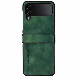 For Samsung Galaxy Z Flip4 i.Crystal Lambskin Three-piece Folding Phone Case(Green)
