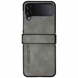For Samsung Galaxy Z Flip4 i.Crystal Lambskin Three-piece Folding Phone Case(Light Grey)