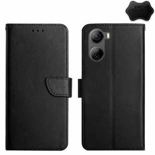 For ZTE Libero 5G IV HT02 Genuine Leather Fingerprint-proof Flip Phone Case(Black)