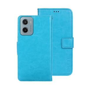 For Motorola Moto E15 idewei Crazy Horse Texture Leather Phone Case(Sky Blue)
