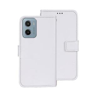 For Motorola Moto E15 idewei Crazy Horse Texture Leather Phone Case(White)