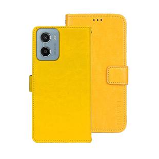 For Motorola Moto E15 idewei Crazy Horse Texture Leather Phone Case(Yellow)