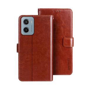 For Motorola Moto E15 idewei Crazy Horse Texture Leather Phone Case(Brown)