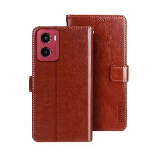 For Motorola Moto G05 idewei Crazy Horse Texture Leather Phone Case(Brown)