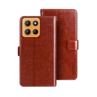 For Motorola Moto G15 idewei Crazy Horse Texture Leather Phone Case(Brown)
