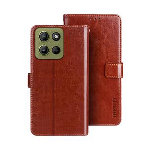For Motorola Moto G15 Power idewei Crazy Horse Texture Leather Phone Case(Brown)