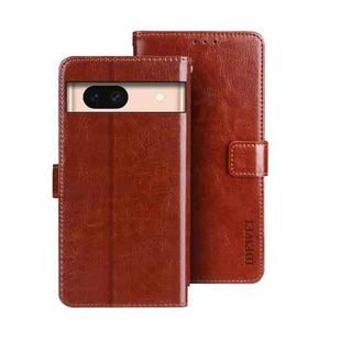 For Google Pixel 8a idewei Crazy Horse Texture Leather Phone Case(Brown)