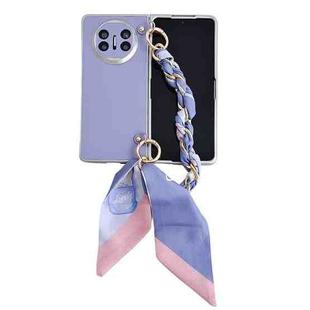 For Huawei Mate X5 Metallic Paint Leather Phone Case with Scarf Bracelet(Purple)