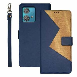 For Motorola Edge 40 Neo idewei Two-color Splicing Leather Phone Case(Blue)