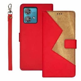 For Motorola Edge 40 Neo idewei Two-color Splicing Leather Phone Case(Red)