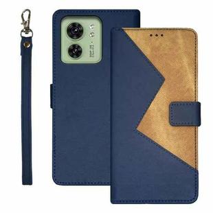 For Motorola Edge 40 5G idewei Two-color Splicing Leather Phone Case(Blue)