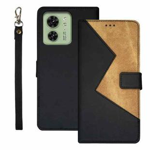 For Motorola Edge 40 5G idewei Two-color Splicing Leather Phone Case(Black)