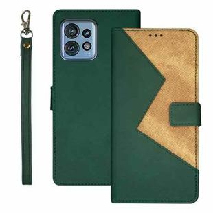 For Motorola Edge 40 Pro 5G idewei Two-color Splicing Leather Phone Case(Green)