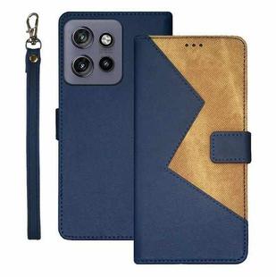 For Motorola Edge 50 Neo idewei Two-color Splicing Leather Phone Case(Blue)