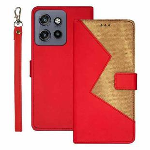 For Motorola Edge 50 Neo idewei Two-color Splicing Leather Phone Case(Red)